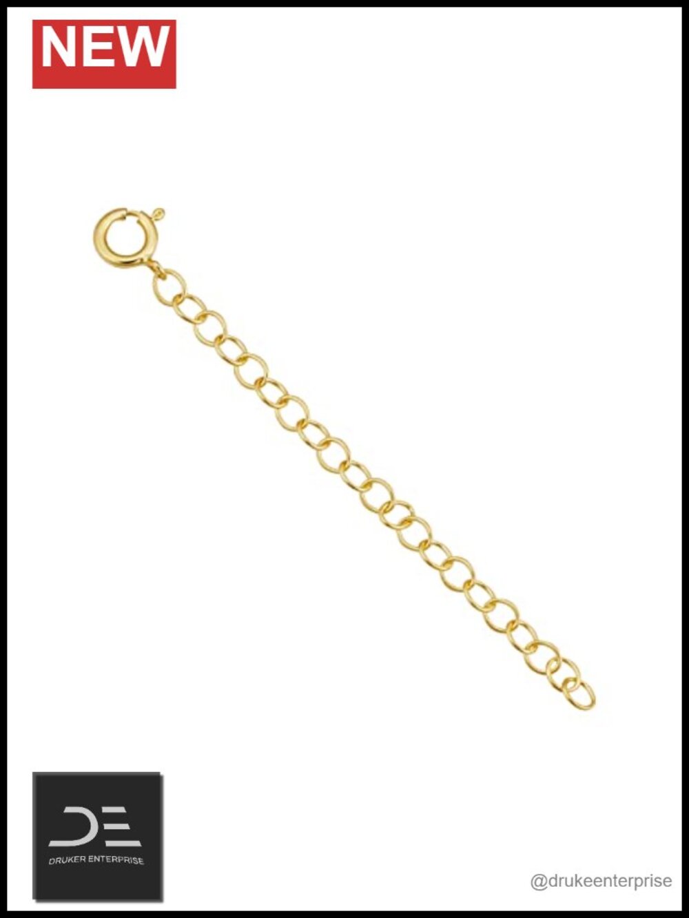 10k Yellow Gold 2.6mm Link Chain Extender 2" Jewelry